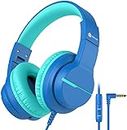 iClever Kids Headphones with Microphone for Boys,Over Ear HD Stereo Headphone for Children,85/94dB Volume Limiter,Sharing Function,Foldable On Ear Headsets with Mic for School/iPad/PC/Kindle,Green