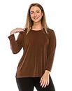 Jostar Stretchy Big Top with Long Sleeve in Brown Color in X-Large Size
