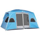 Outsunny Campingzelt, Familienzelt 4-8 Personen 2 Zimmer einfache Einrichtung, blau