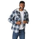 Wrangler Men's Men's Long Sleeve Quilted Lined Flannel Jacket with Hood Button Down Shirt, Vintage Night, Large UK