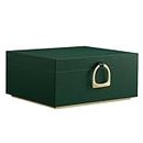 SONGMICS 2-Layer Jewelry Box, Jewelry Organizer with Handle, Removable Jewelry Tray, Jewelry Storage, Floating Effect, 8.1 x 9.4 x 4.3 Inches, Gift Idea, Forest Green UJBC165C01