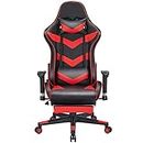 Yaheetech High Back Gaming Chair with Footrest Ergonomic Video Game Chairs Swivel Computer PC Chair Adjustable Armrest and Height Reclining Racing Chair (Red)