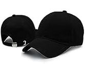 SELLORIA Plain Baseball Sport Cap Men's Baseball Head Hat Stylish All Sports Caps with Adjustable Strap Pack of 1 (Black)