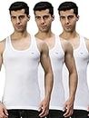 Lux Cozi Men's Pack of 3 White Round Neck Sleeveless Cotton Vest (Size : 85cm)