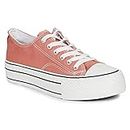 MOZAFIA Comfortable Plim Double Sole Canvas Lace-up Casual Sneakers Shoes for Women's (N Pink)