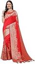 Sunehla Deal Pure Zari Work Women's Banarasi Silk Saree With Blouse Piece, designer saree for Women Fashion, Red-6, One Size