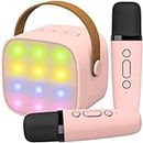 UMEIJA Karaoke Machine for Kids Age 4-12 Kids Microphone with 2 Wireless Mics Portable Bluetooth Karaoke Speaker with LED Lights for Kids&Adults Toys for 5 6 7 8 9 10 11 Years Teens Girl Boys