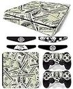 Elton GTA - 5 .Money Theme 3M Skin Sticker Cover for PS4 Slim Console and Controllers Full Set Console Decal Stickers for Front & Back 4 Led bar Decal +2 Controller Decal Cover [Video Game]