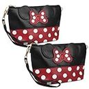 GYIPFIPA Cosmetic Bag Mouse Ears Bag with Zipper,Cartoon Leather Travel Makeup Handbag with Ears and Bow-knot, Cute Portable Cosmetic Bag Toiletry Pouch for Women Teen Girls Kids, 2 Black, Cute