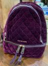 GENUINE Michael Kors Rhea Medium Velvet Backpack Handbag PLUM Gold ZIPPERS NWOT