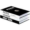 3 Pieces Fashion Decorative Book, Hardcover Modern Decorative Books, Stacked Decorations Decor Books for Home Decor Bookshelf Coffee Table Display Shelves Living Room (New York/Paris/London) (Style 1)