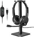 Kithouse PC Headset with Microphone USB Business Office Headset Computer Headphone With Noise Reduction Sound Card, for Skype,Online Webinar, Call Center,Video Conference Call, with Headset Stand