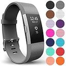 Yousave Accessories Compatible Strap for FitBit Charge 2, Silicone Sport Wristband for the FitBit Charge 2 - (Small - Single Pack, Grey)