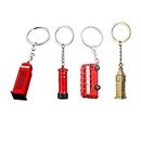 Toddmomy UK Keychain London Keychains 4Pcs London Keychain Souvenir Key Chains Big Ben Key Ring Telephone Booth Bus Postbox Model Keychains Telephone Booth Keyring Womens Car Accessories