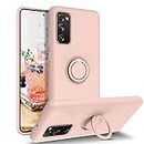 Galaxy S20 FE Case 5G, DUEDUE Liquid Silicone Soft Gel Rubber Slim Cover with Ring Kickstand |Car Mount Function,Shockproof Full Body Protective Case for Samsung S20 FE 4G for Women Girls, Pink Sand