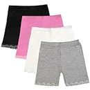 GENTABY Girls Dress Shorts Underskirts Safety Dance Black White Cycling Bike Shorts 4 Pack Summer Lace shorts 1-2 Years.