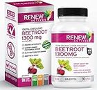 Renew Actives 100% ORGANIC Beetroot Supplement: 1300mg Beet Root Powder Provides Antioxidants to Help Fight Free Radicals & Oxidative Damage - 90 Veggie Capsules. NON-GMO, & Vegan. Made in Canada. Easy to Swallow Capsules!