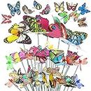 INRALI Teenitor Butterfly Stakes, 20pcs 9.84 inch Garden Butterfly Ornaments for Indoor/Outdoor, Waterproof, Home Decoration, Green,Pink,Purple,Random,Red,Yellow, Metal, Polyvinyl Chloride