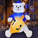 SEASONBLOW 4 Ft Hanukkah Inflatable Polar Bear Hold a Dreidel Decorations for Home Garden Lawn Yard Outdoor Indoor