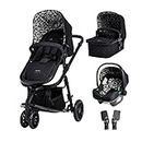Cosatto Giggle 3 in 1 Travel System, Birth to 18kg, Pram, Pushchair, Carrycot & iSize 0+ Car Seat, Lightweight, Compact & Easy Fold Includes Free Raincover (Black Silhouette)