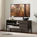 WAMPAT TV Stand for TVs up to 50 inches,Mid Century Media Console Table,Wood Modern Entertainment Center TV Bench with Storage Cabinet for Living Room Bedroom, Apartment, Espresso, 43"