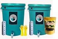 Compost Bin for Home/Waste decomposer (60Kgs) (Pack of 2) |The Only Composter Turn Your All Your Kitchenwaste (Cooked Food/Uncooked Food) to Fertilizer | Ultimate Composting Powder 500gms Handgloves|