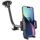 GVTECH Car Phone Holder, Universal Windscreen Car Mount Grip Flexible Long Arm Windshield Car Cradle with Extra Dashboard Base for iPhone 15 14 13 12 11 Pro Max Xs Xr X, Galaxy S23/S22 Note LG