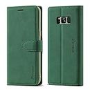 LOLFZ Wallet Case for Samsung Galaxy S8 Plus, Vintage Leather Case Card Holder Kickstand Magnetic Closure Flip Case Cover for Samsung S8 Plus - Green