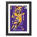 TenorArts Kobe Bryant NBA Superstar Laminated Poster Framed Painting with Matt Finish Black Frame (12 inches x 9inches)