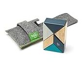 Tegu Pocket Pouch Prism Magnetic Wooden Block Set - Blues (6 Pieces)