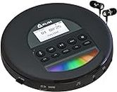 KLIM Nomad - New 2024 - Portable CD Player Walkman with Long-Lasting Battery - with Headphones - Radio FM - Compatible MP3 CD Player Portable - TF Card Radio FM Bluetooth - Ideal for Cars - Black
