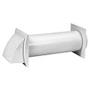 5 Inch Through-Wall Ventilation kit - Adjustable - Louvered Dryer Vent Hood with Pipe and Duct Connector - White - Plastic - with Built in gravity damper
