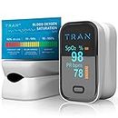 [2021] TRAN Pulse Oximeter, Included TRAN Oxygen Pulse Rate Guide from NHS Doctors, NHS Approved Oxygen Saturation Monitor, Oxygen Finger Monitor, Blood Oxygen Monitor, Clear OLED Display