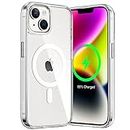 JETech Magnetic Case for iPhone 14 6.1-Inch Compatible with MagSafe Wireless Charging, Shockproof Phone Bumper Cover, Anti-Scratch Clear Back (Clear)