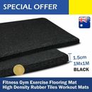 Rubber Gym Tile Flooring Mats High Density Floor Mat 1m*1m*15mm Black Only