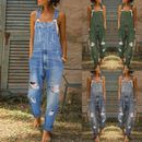 Women Denim Dungarees Overalls Jumpsuit Ripped Jeans Bibs Romper Playsuits Size
