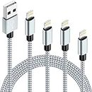 IDiSON iPhone Charger Cable,4Pack(3M 2M 2M 1M) iPhone Lightning Cable Apple MFi Certified Braided Nylon Fast Charger Cable Compatible iPhone 12, Max XS XR 8 Plus 7 Plus 6s 5s 5c (Gray +White)
