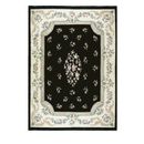 Black/White 144 x 0.38 in Area Rug - American Home Rug Co. Oriental Handmade Tufted Wool Black/Ivory/Rose Area Rug Wool | 144 W x 0.38 D in | Wayfair