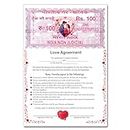 Kaameri Bazaar Love Contract Agreement - Certificate Gift for Valentines Day, Anniversary, Wedding, Husband, Wife, Boyfriend, Girlfriend Valentine’s Day Gift