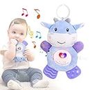Musical Baby Teething Toys with Soft Light,Teething Toys for Babies 0 3 6 9 12 Months,BPA Free Washable Plush Infant Toys with Hook for Crib,Sensory Baby Toys,Perfect Baby Gifts-Cow