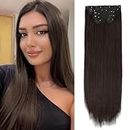 Glorious Hub 6 Pieces Choco Brown Straight Hair Extensions for Women and Girls 13 Clips based Volumizer for Instant Hair Length and Volume