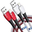 XDXTAP iPhone Charger Cable Braided, [Apple MFi Certified]2 Pack 6FT Fast Charging Lightning Cable, Long USB High Speed Transfer Cord for 14/13/12/11/X/Max/8/7/6/6S/5/5S/SE/Plus/iPad-Multicolor