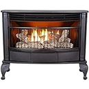 ProCom Ventless 25,000 BTU Space Saving Free Standing Dual Fuel Fireplace with Built In Thermostat Control Heats up to 1,100 Square Feet, Black