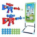 SpringFlower Shooting Game Toy for 5 6 7 8 9 10+ Years Olds Boys,2pk Foam Ball Popper Air Toy Guns with Standing Shooting Target,24 Foam Balls, Ideal Gift
