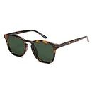 SOJOS Square Polarized Sunglasses for Women Men Classic Vintage Style Shades SJ2155 with Tortoise Frame/Dark Green Lens