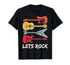 Lets Rock Rock n Roll Guitar Retro Gift Men Women Shirt T-Shirt