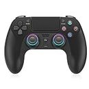 Wireless Controller for PS-4, Game Controller Compatible with PS-4/Pro/Slim/PC, Gamepad Joystick with Dual Vibration/6-Axis Gyro Sensor/Touchpanel/RGB-LED/EXT/Audio Jack, Precision and Control