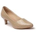 Smart & Sleek Women's Casual Comfortable Kitten Heels Pump Shoes (Beige, 7)