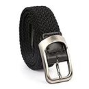 Beaface Belts for Men Elastic, Men Belts Stretch Elasticated Belts for Men, Braided Woven Belts for Men Jeans Shorts Trousers, Casual Belts (Black)