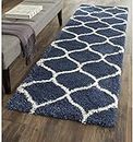 Heaven World Modern Soft Fluffy Shag Area Rugs for The Living Room & Comfy Carpet for Guest Room, Anti Kids Room and Bedroom Floor Carpet (1.5 X 3 FEET, Blue Ivory)